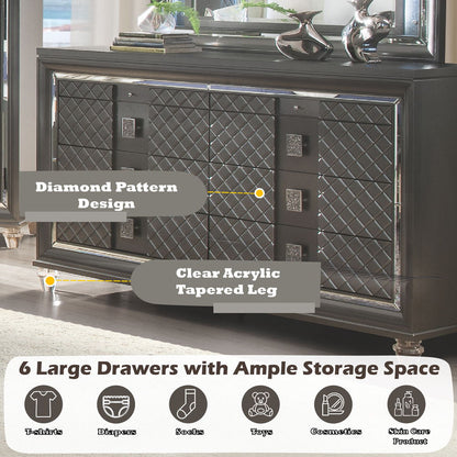 Sawyer - Dresser - Metallic Gray, alternate view 2 with wood construction