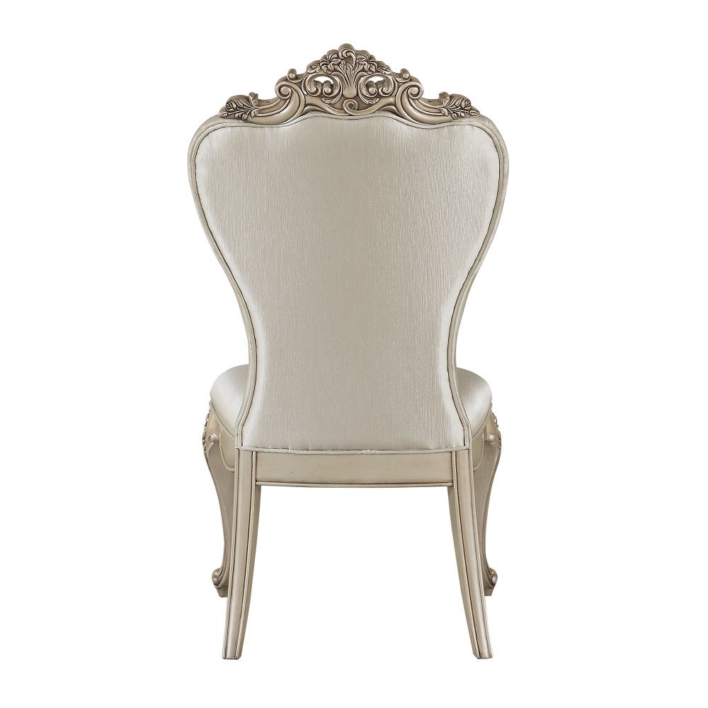 Gorsedd - Side Chair (Set of 2) - Cream Fabric & Golden Ivory, alternate view 2 with wood construction