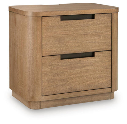 Pamaria Two Drawer Night Stand Light Brown