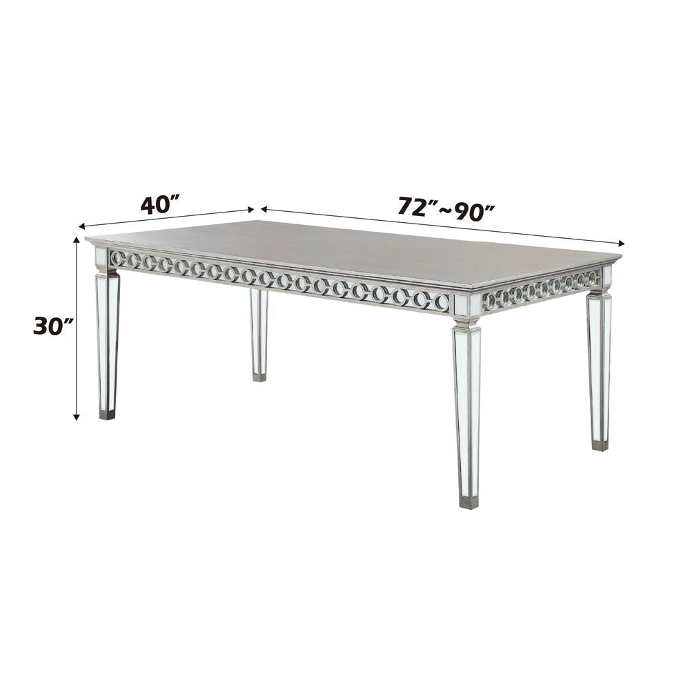 Varian - Dining Table - Mirrored & Antique Platinum, alternate view 2 with wood construction
