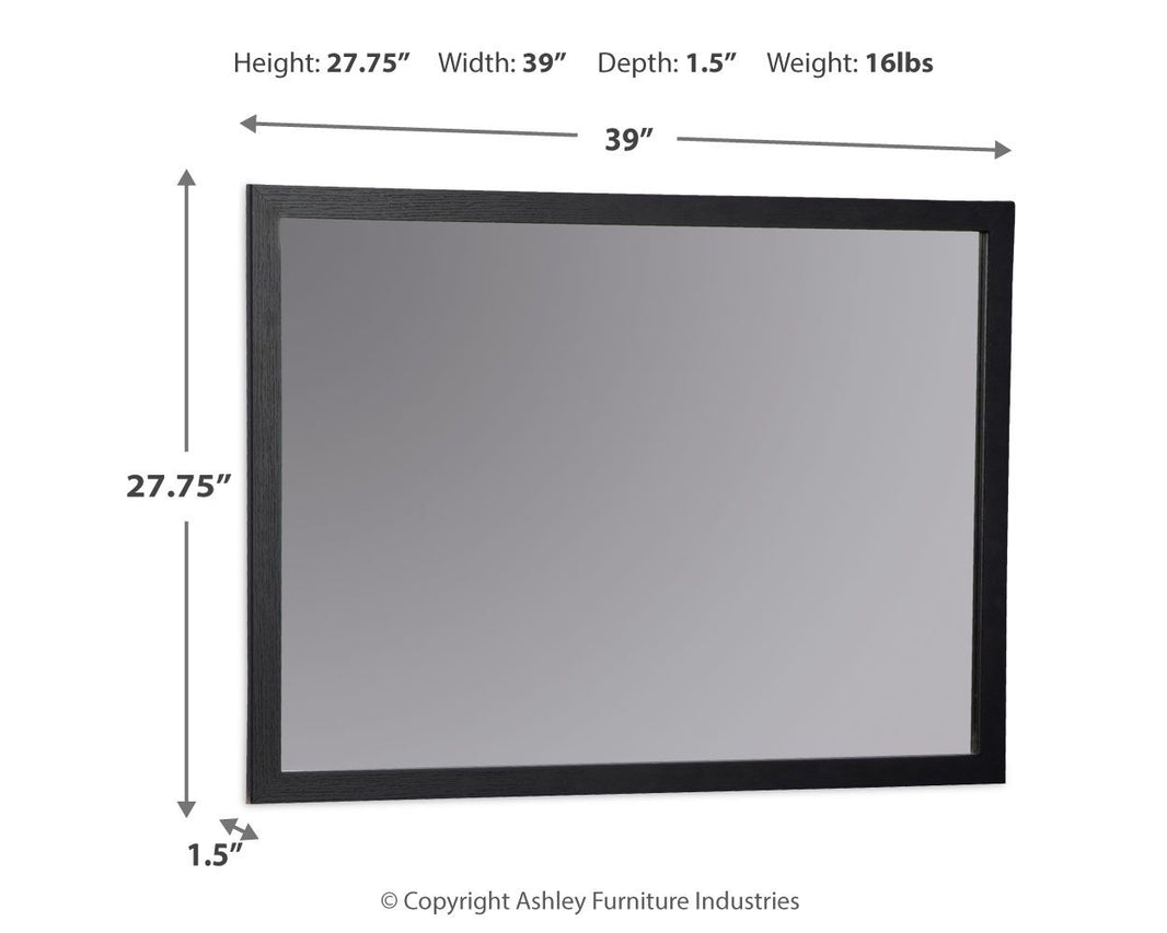 Danziar - Bedroom Mirror - Black, alternate view 2 with engineered wood