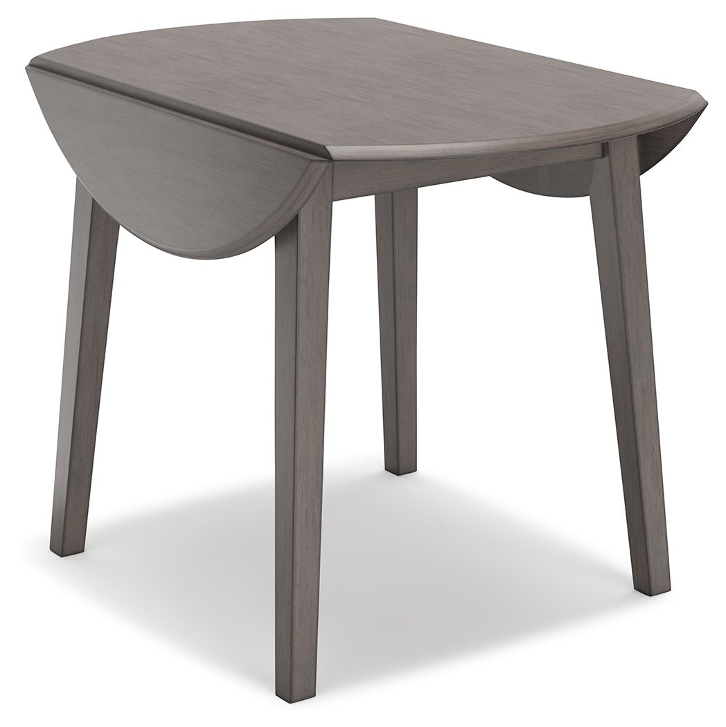 Shullden - Round Drm Drop Leaf Table - Gray, alternate view 2 with wood construction