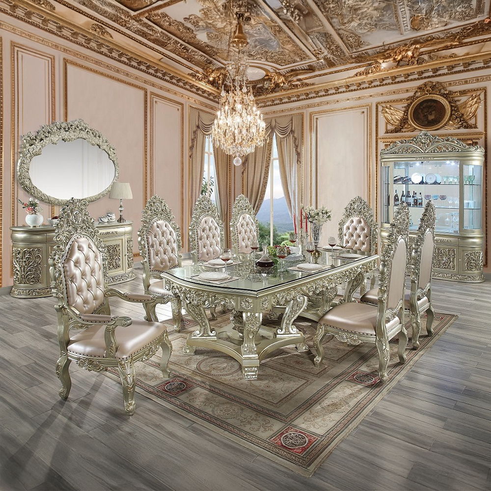 Sorina - Dining Table - Antique Gold, alternate view 2 with glass