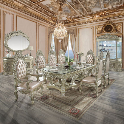 Sorina - Dining Table - Antique Gold, alternate view 2 with glass