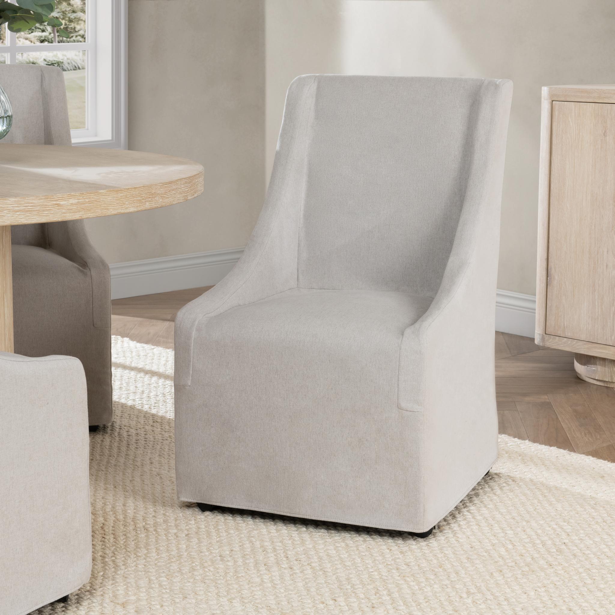 Warwick - Upholstered Rolling Dining Chair, alternate view 7 with polyester fabric