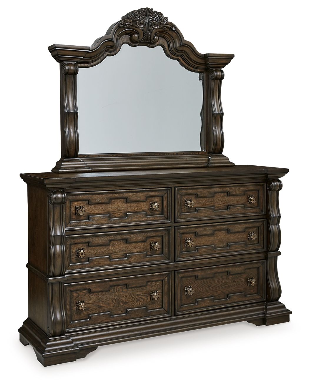 Maylee - Dresser And Mirror - Dark Brown, product view with wood construction