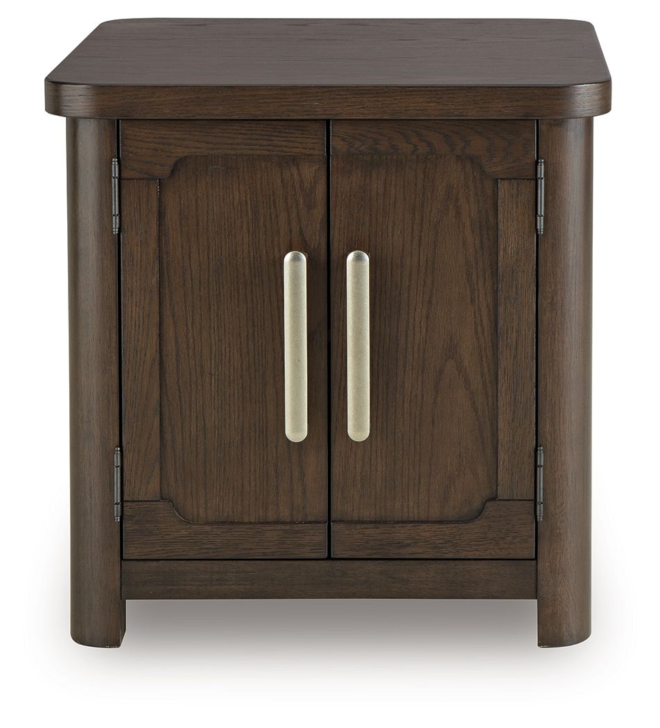 Breckington - Rectangular 2-door End Table - Dark Brown, alternate view 2 with wood construction