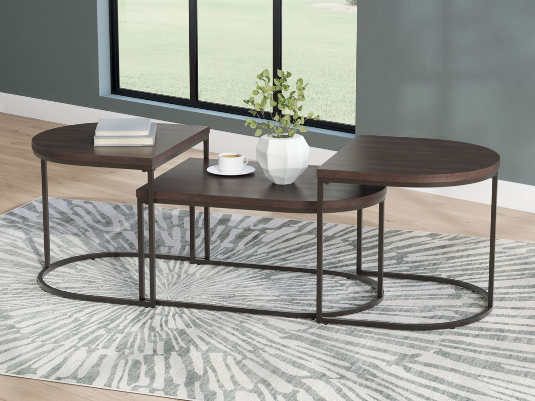 Vanmore - Occasional Table Set (Set of 3) - Dark Brown, alternate view 2 with wood construction