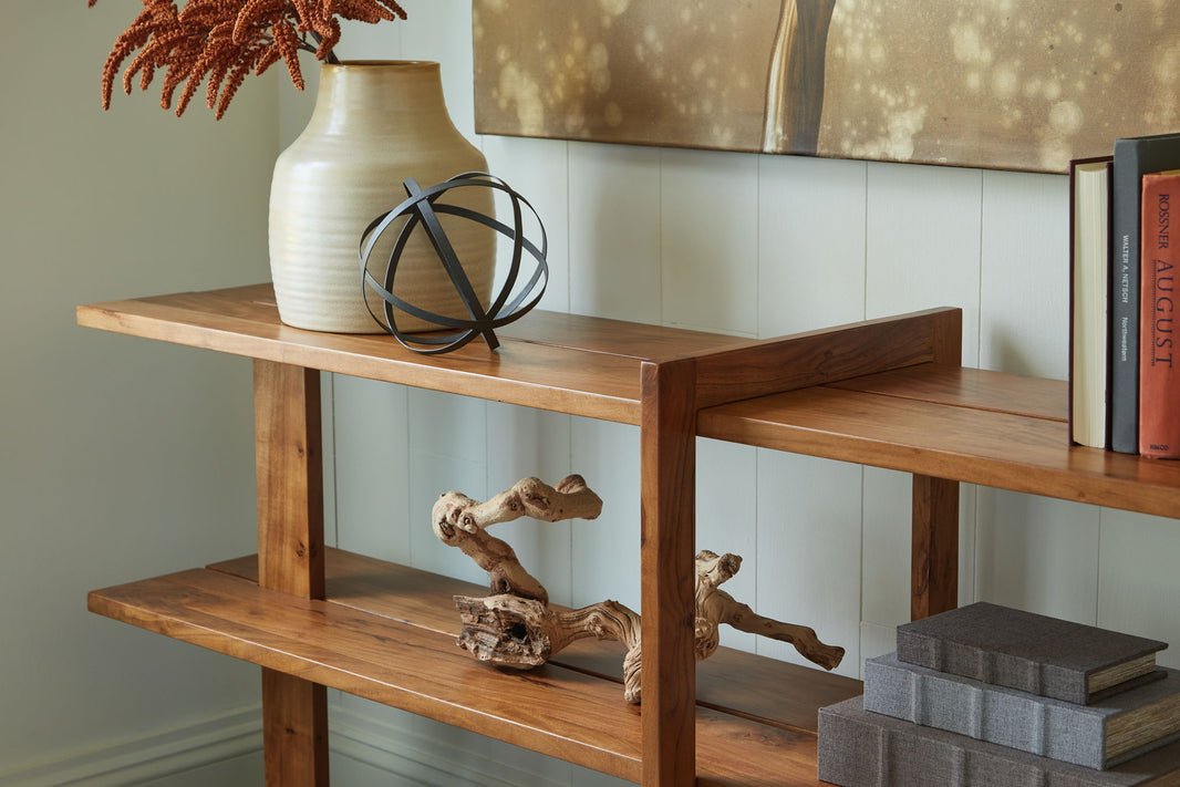 Fayemour - Console Sofa Table - Brown, alternate view 2 with solid wood