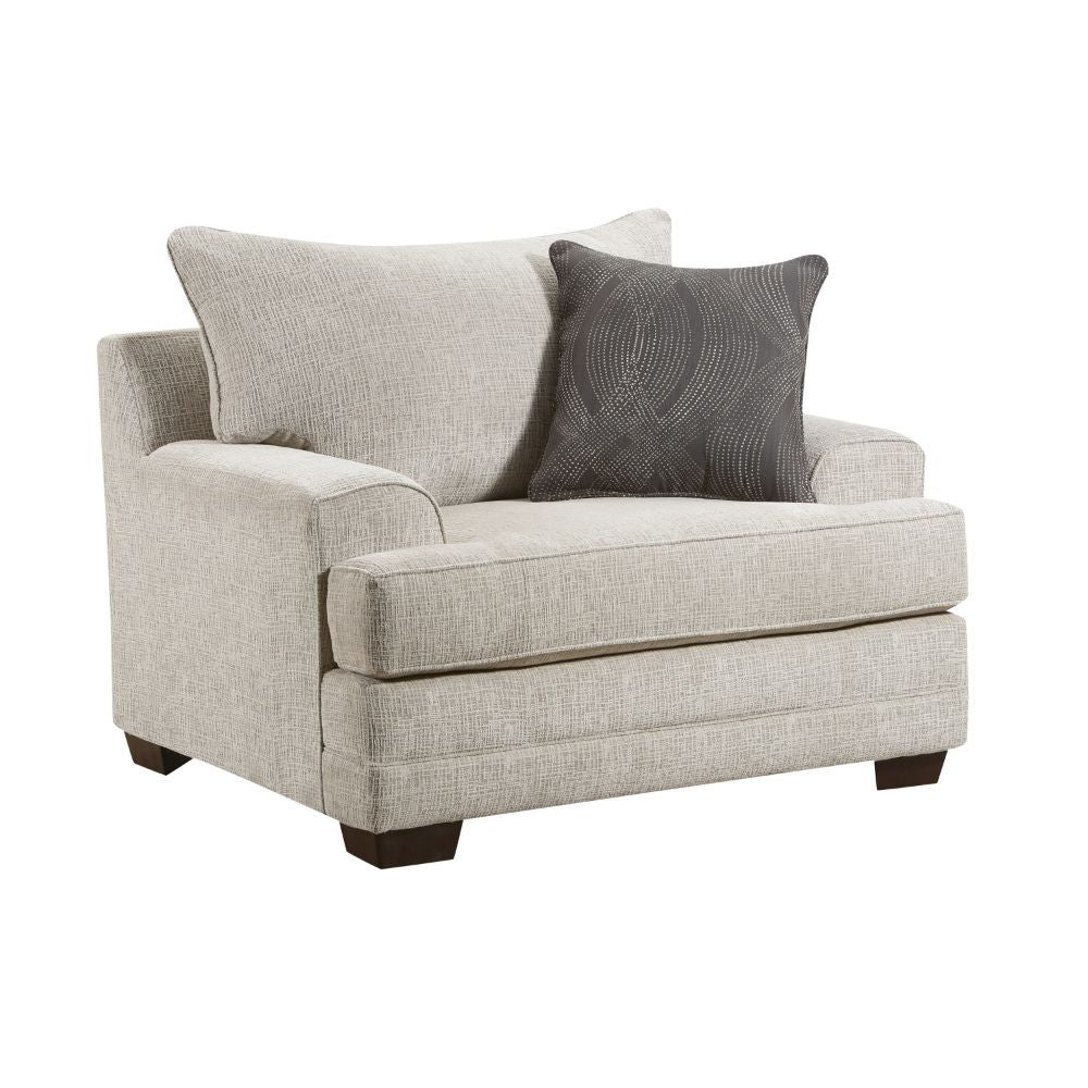Avedia - Chair With Pillow - Beige/Gray Chenille, product view with wood construction