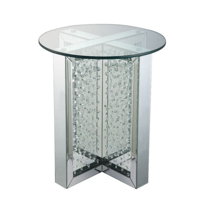 Nysa - 23" End Table - Mirrored & Faux Crystals, alternate view 2 with wood construction