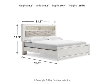 Altyra - King Upholstered Bookcase Bed With Storage - White, alternate view 3 with polyester fabric