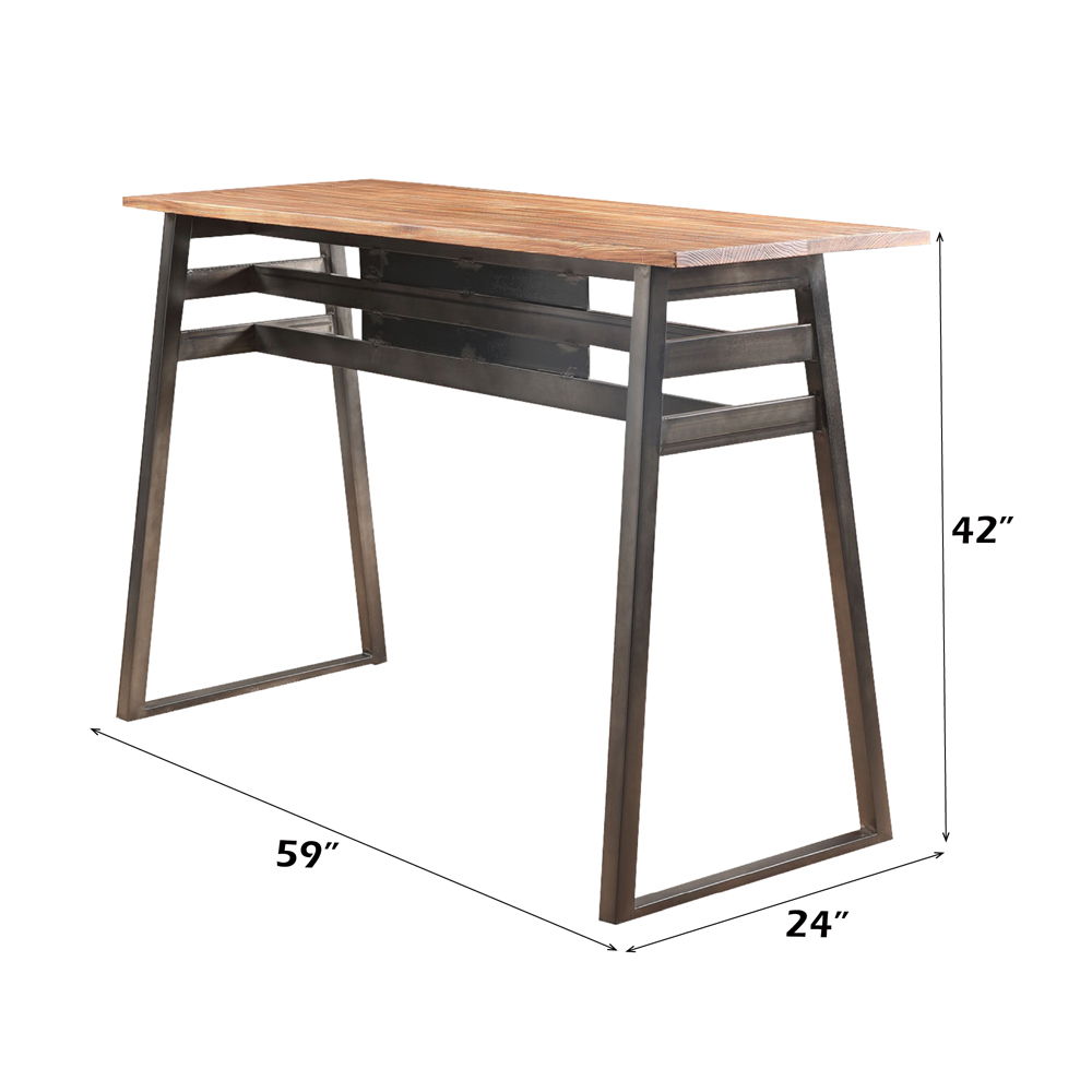 Scarus - Bar Table - Natural & Gunmetal, alternate view 2 with wood construction