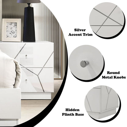 Esther - Nightstand - White / Silver