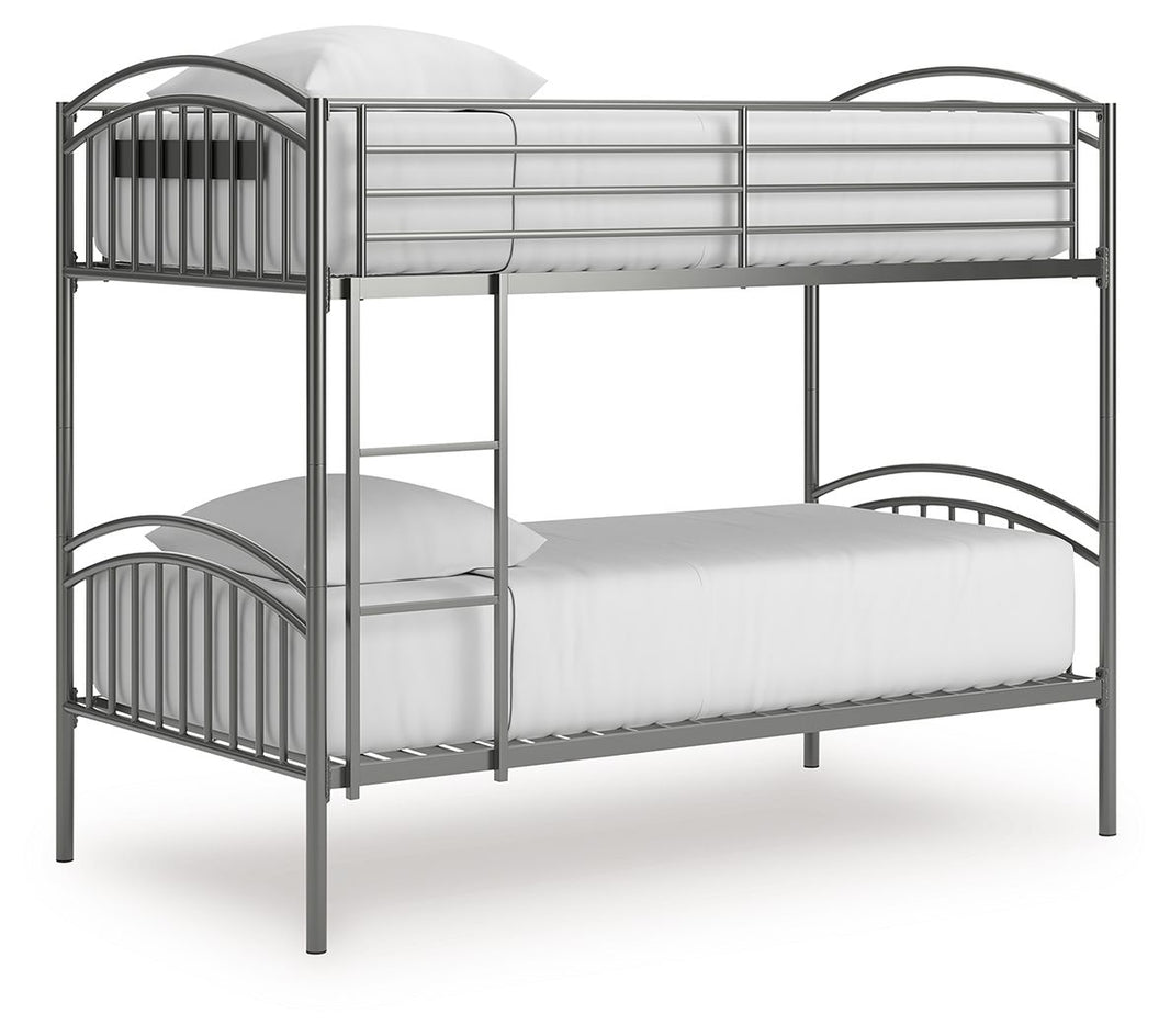 Lanceburg - Twin/Twin Bunk Bed With Ladder - Gray, alternate view 2