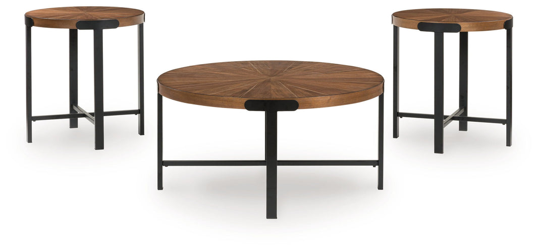 Crosstrail - Occasional Table Set (Set of 3) - Brown, alternate view 2 with wood construction