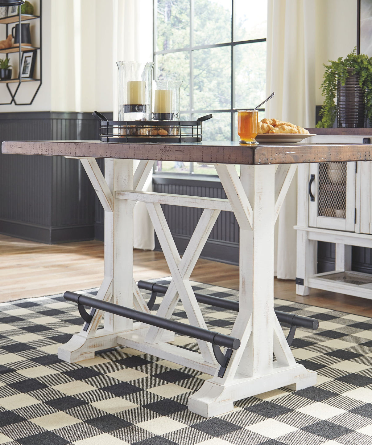 Valebeck - Counter Height Table Set, alternate view 5 with faux leather
