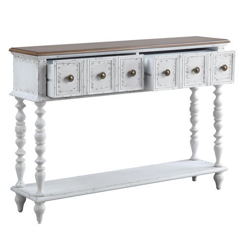 Bence - Console Table - Dark Charcoal & Antique White, alternate view 2 with wood construction