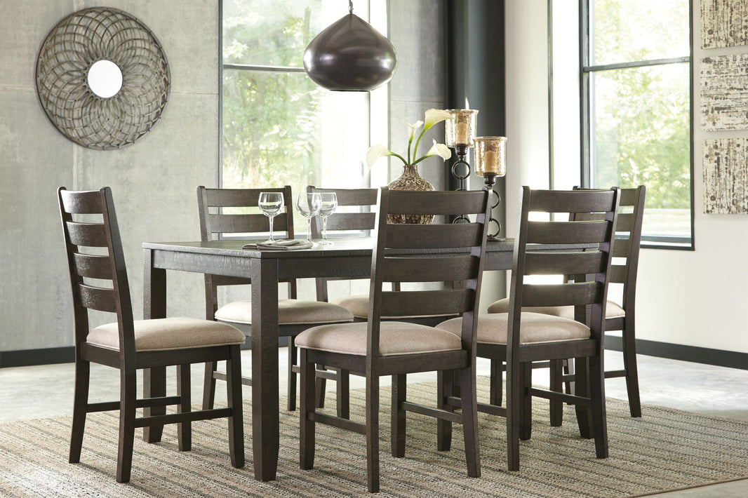 Rokane - Dining Room Table Set (Set of 7) - Brown, alternate view 2 with polyester fabric
