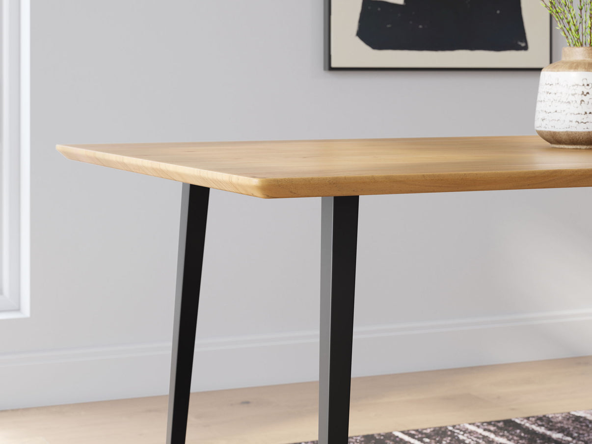 Gretlynn - Rectangular Dining Room Table - Black / Natural, alternate view 3 with wood construction