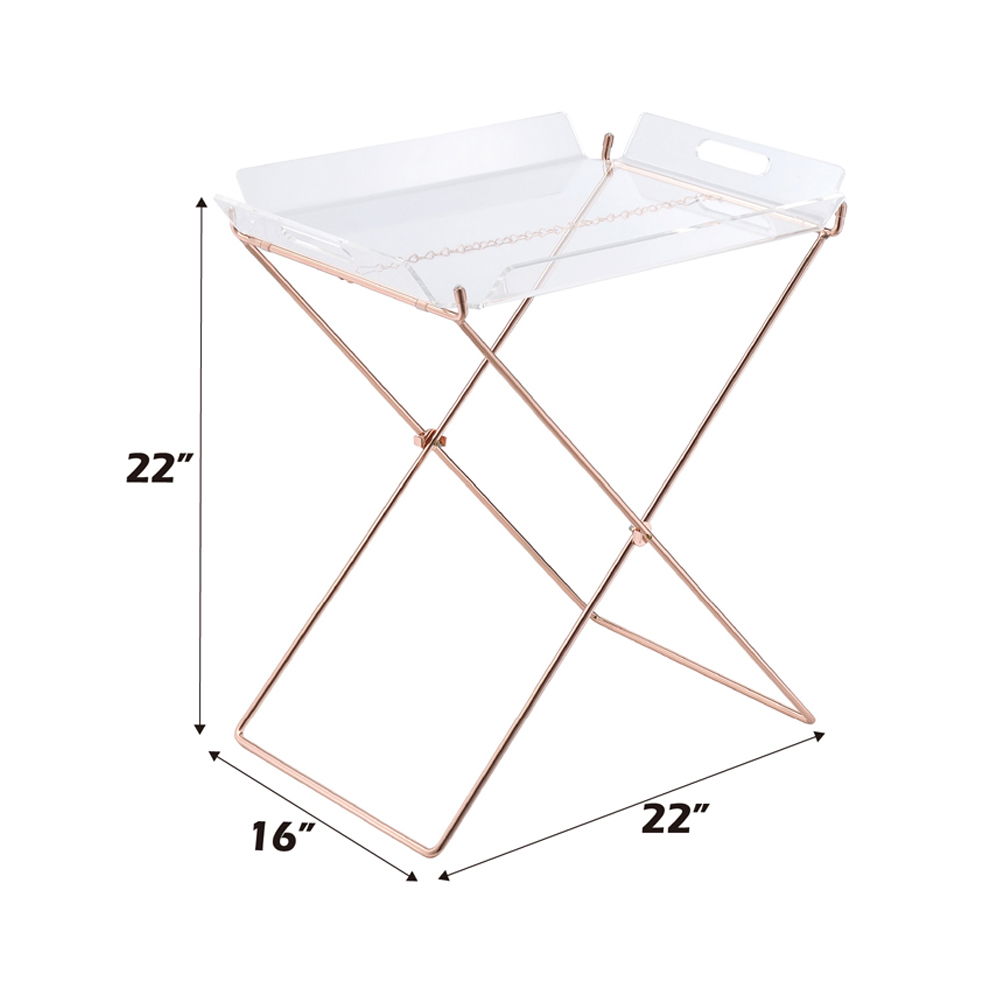 Cercie - Tray Table - Clear Acrylic & Copper, alternate view 2 with metal
