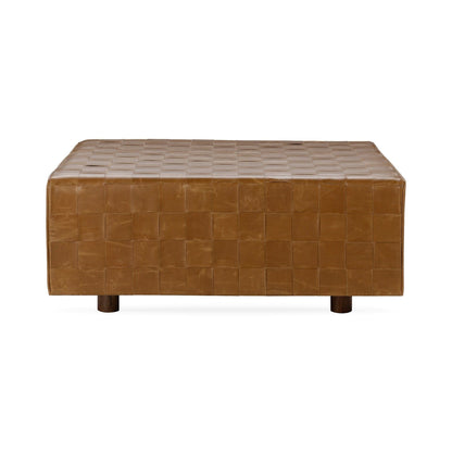 Bridgitte - Leather Square Ottoman - Autum Maple