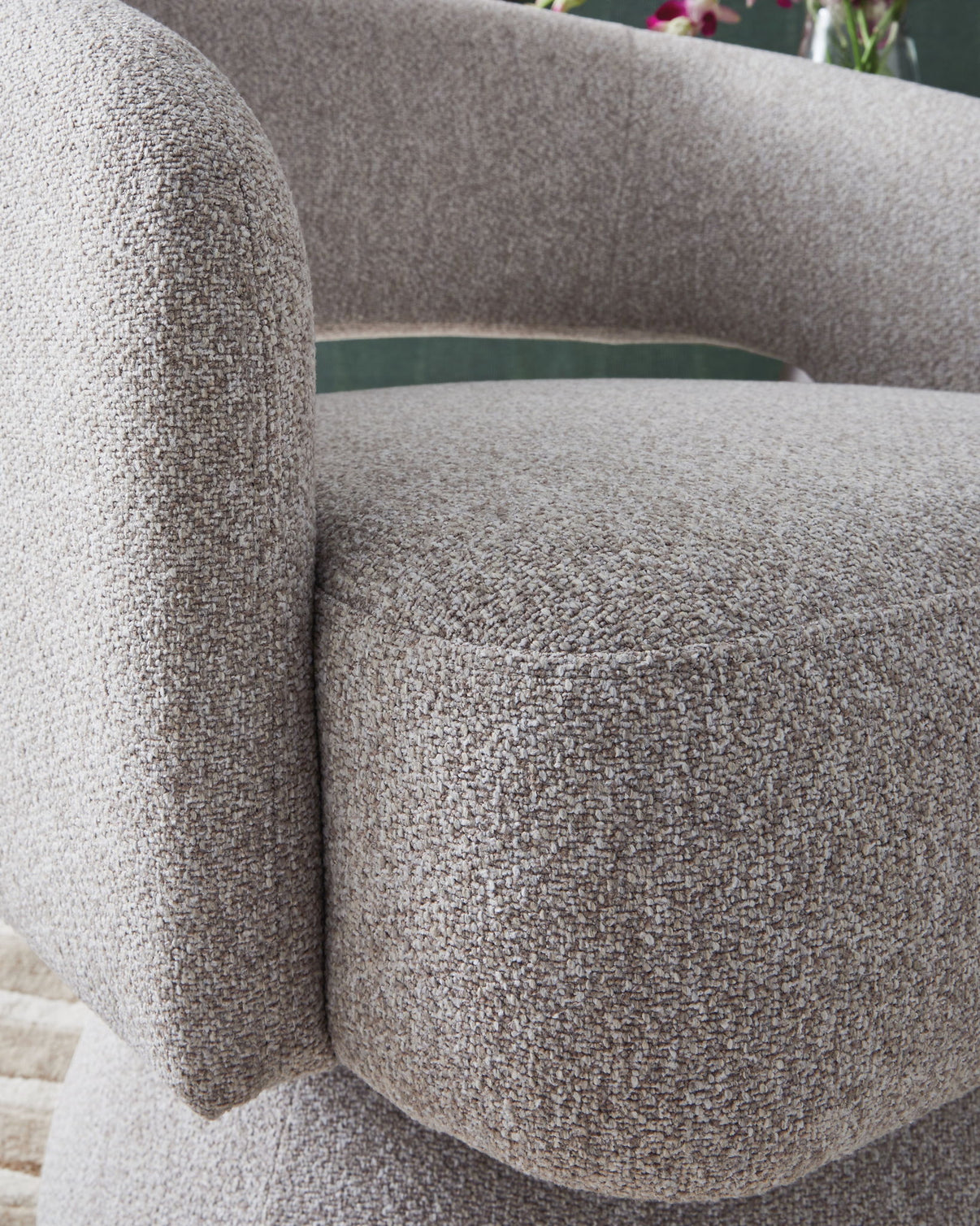 Nashkins - Swivel Accent Chair - Pebble, alternate view 3 with polyester fabric