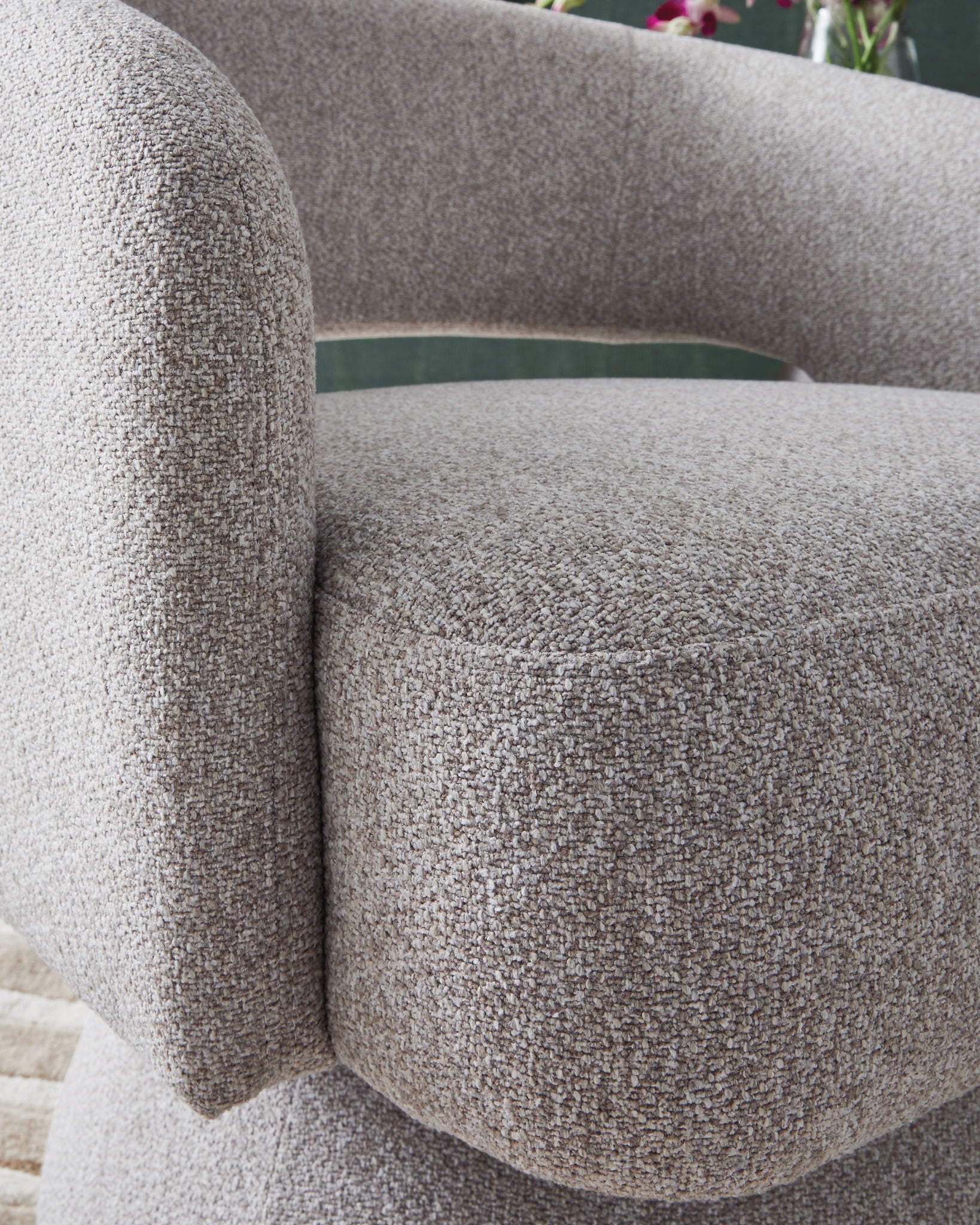 Nashkins - Swivel Accent Chair - Pebble, alternate view 3 with polyester fabric