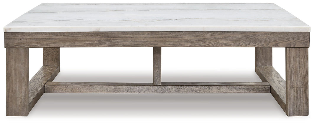 Loyaska - Rectangular Cocktail Table - Brown / Ivory, alternate view 2 with wood construction