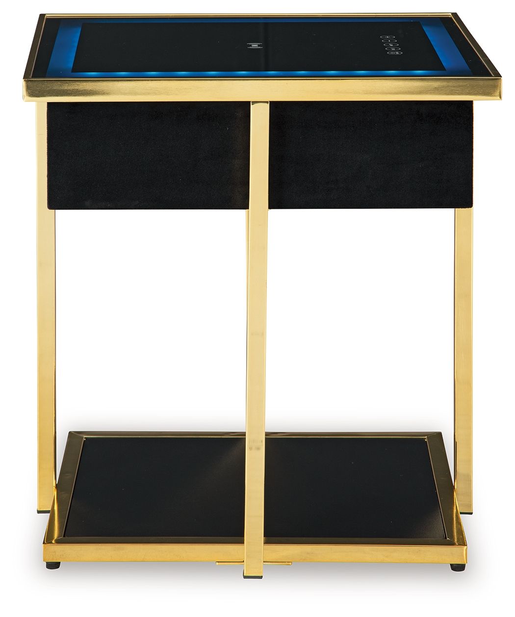 Rexwell - Accent Table With Speaker - Black / Gold Finish, alternate view 2 with polyester fabric