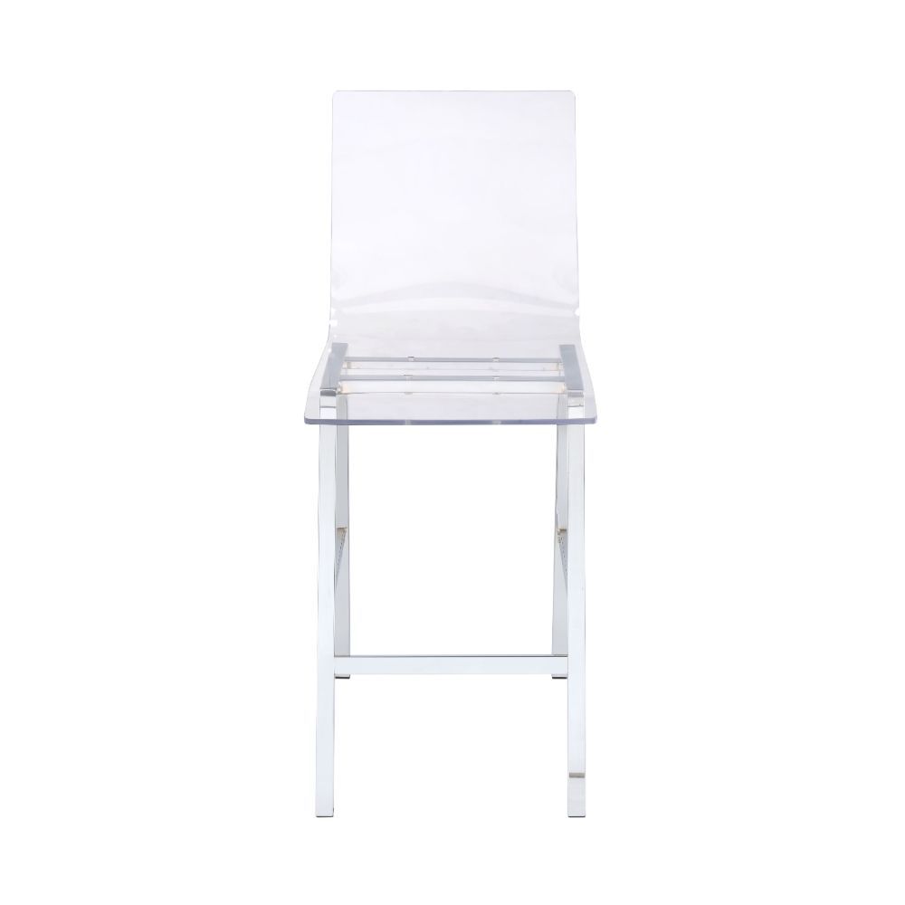 Nadie - Counter Height Chair (Set of 2) - Clear Acrylic & Chrome, alternate view 2 with metal