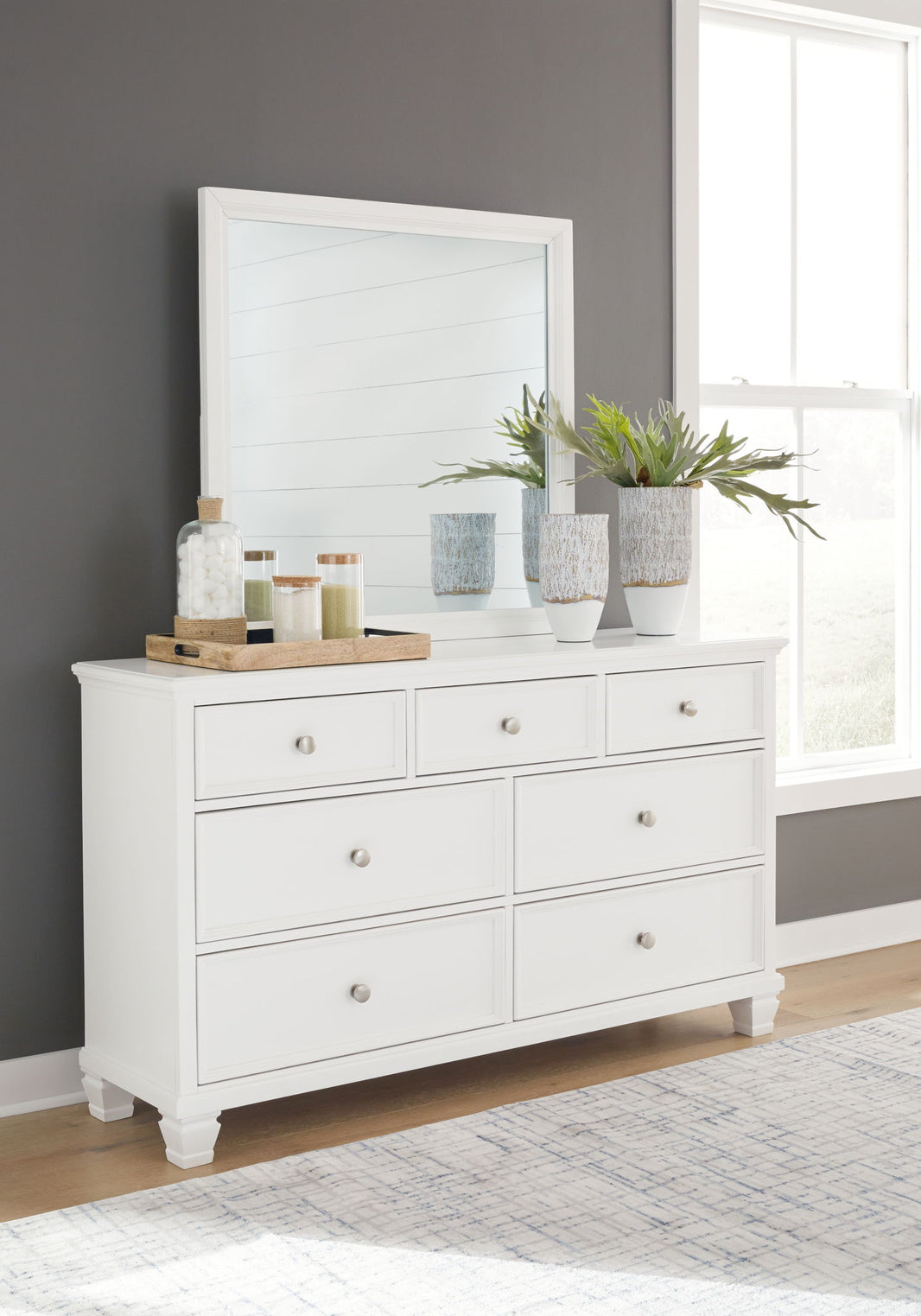 Fortman - Dresser And Mirror - White, alternate view 2 with wood construction