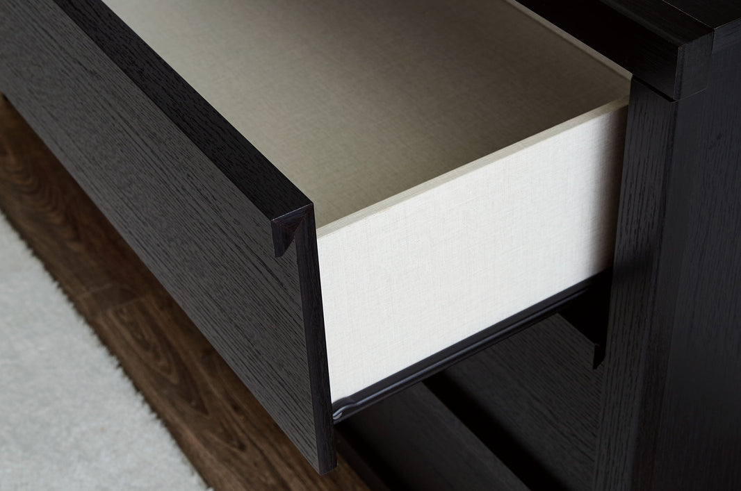 Danziar - Dresser And Mirror - Black, alternate view 2 with linen fabric