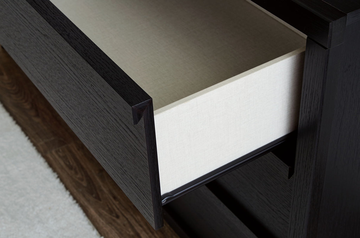 Danziar - Dresser And Mirror - Black, alternate view 2 with linen fabric