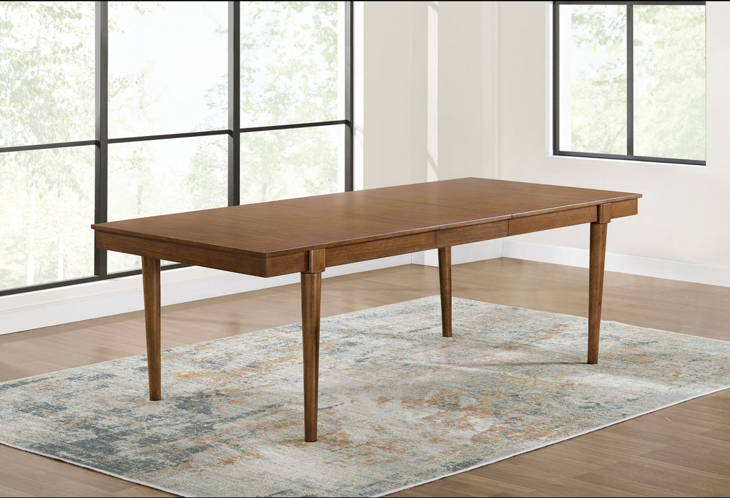 Lyncott - Rectangular Dining Room Extension Table - Brown, product view with wood construction