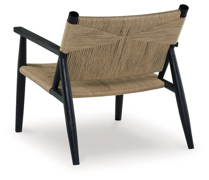 Halfmore - Accent Chair - Black / Natural, alternate view 3 with jute