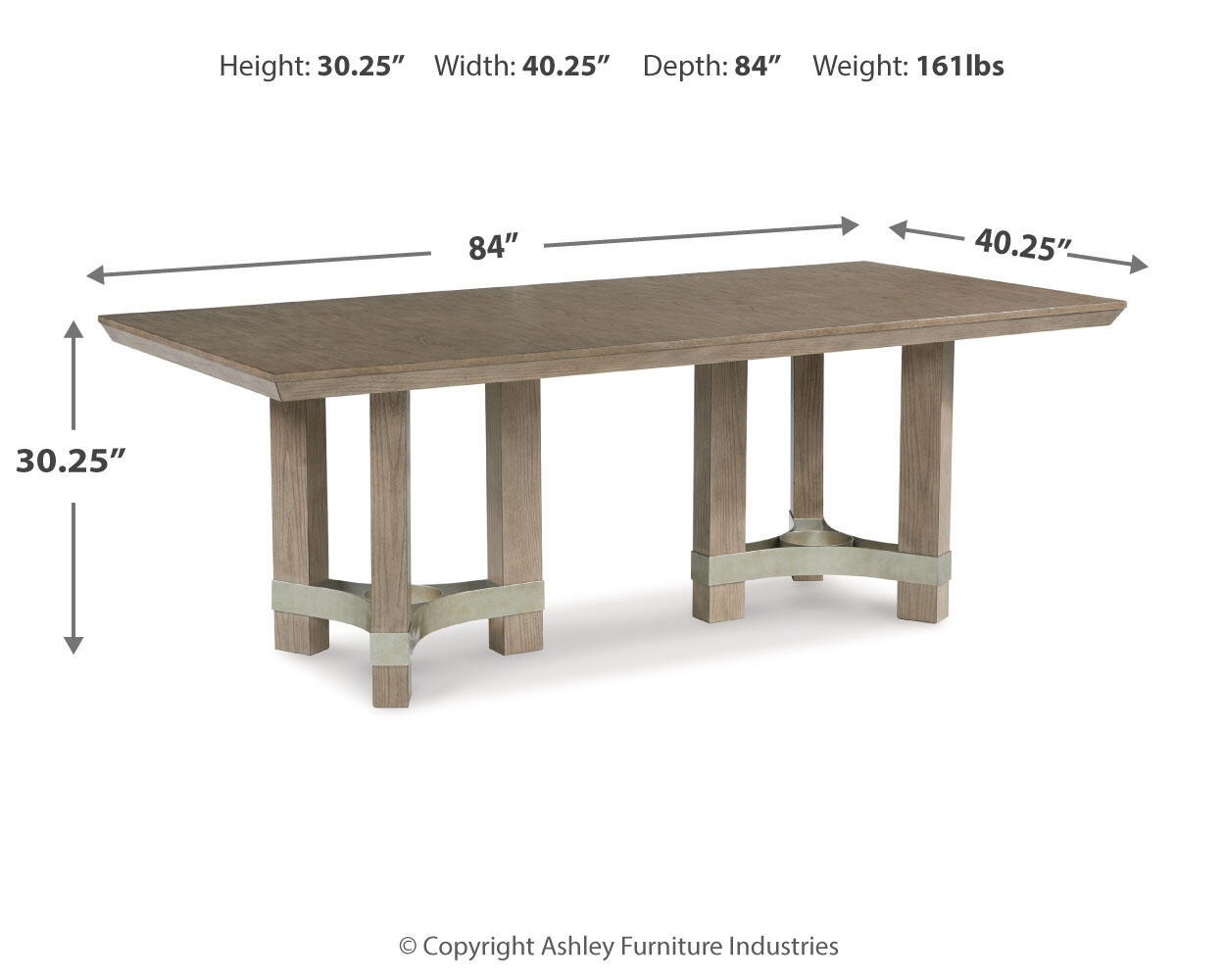 Chrestner - Rectangular Dining Room Table - Gray, alternate view 2 with engineered wood