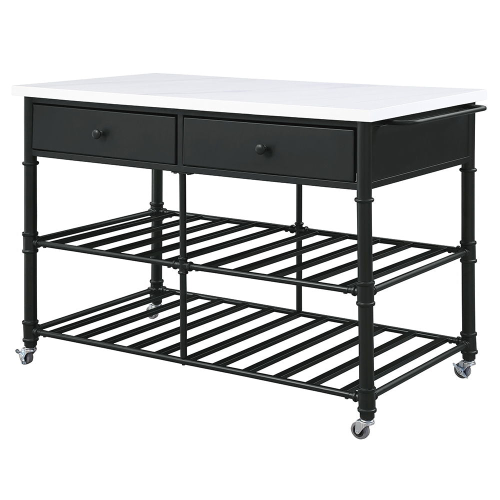 Emery - Kitchen Island - White Cultured Marble Top & Gray