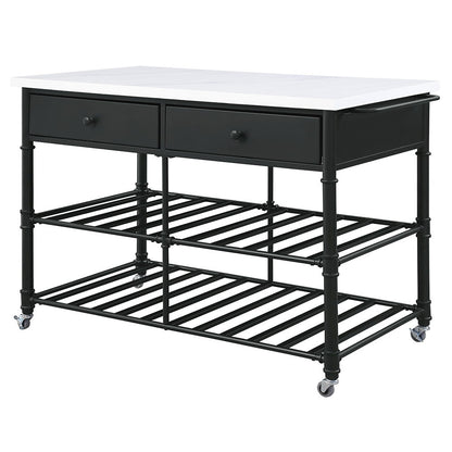 Emery - Kitchen Island - White Cultured Marble Top & Gray