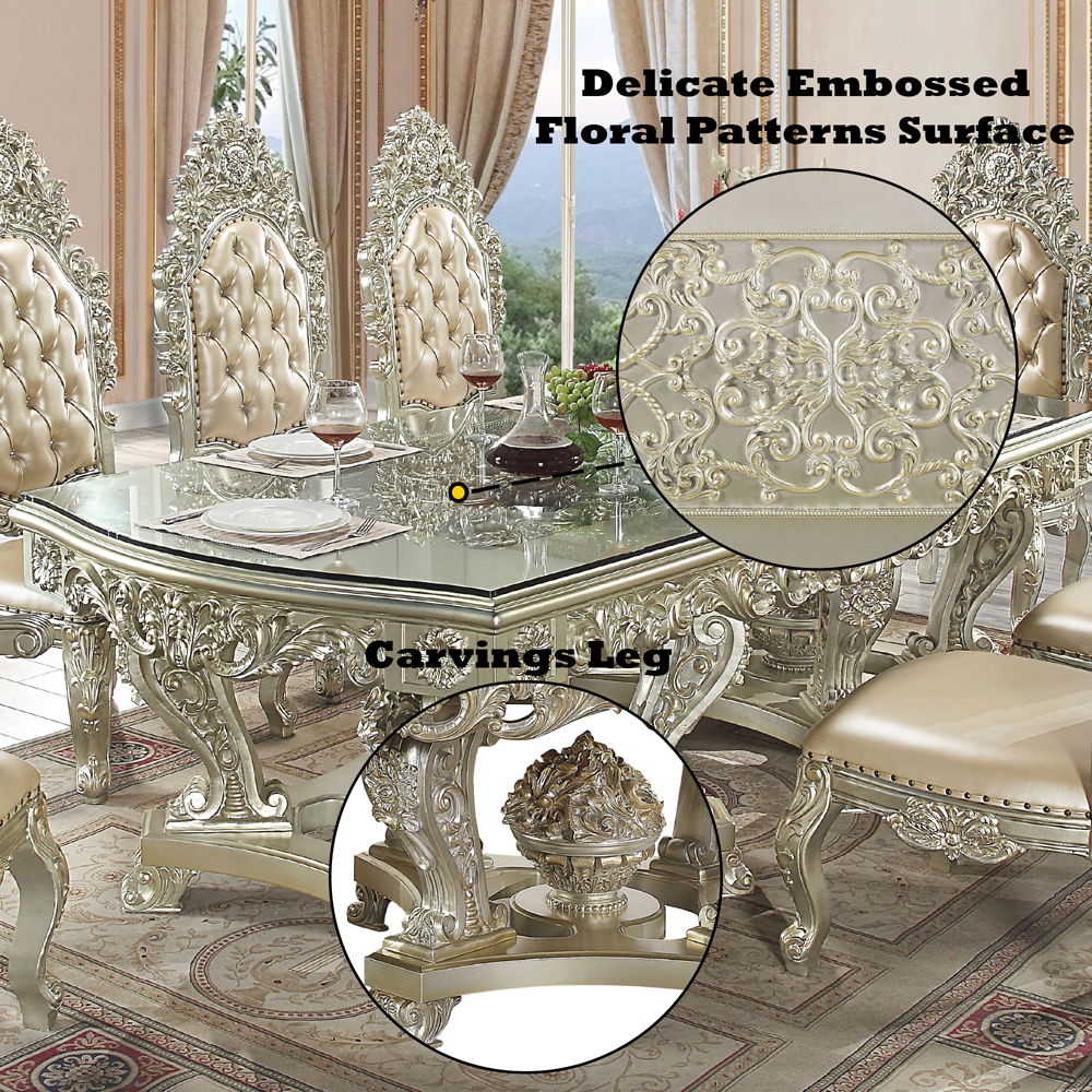Sorina - Dining Table - Antique Gold, alternate view 3 with glass