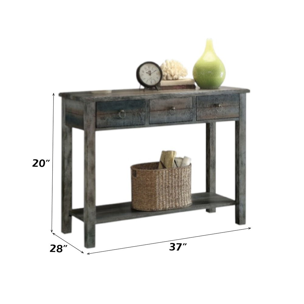 Glancio - Console Table - Antique Gray & Teal, alternate view 2 with wood construction