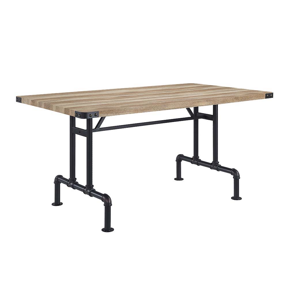 Edina - Dining Table - Oak & Sandy Black, alternate view 2 with wood construction