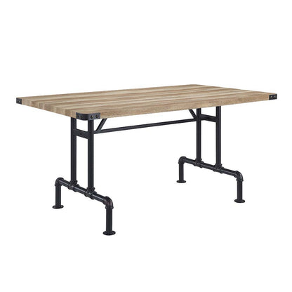 Edina - Dining Table - Oak & Sandy Black, alternate view 2 with wood construction