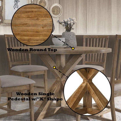 Wallace II - Dining Table - Weathered Oak, alternate view 2 with linen fabric