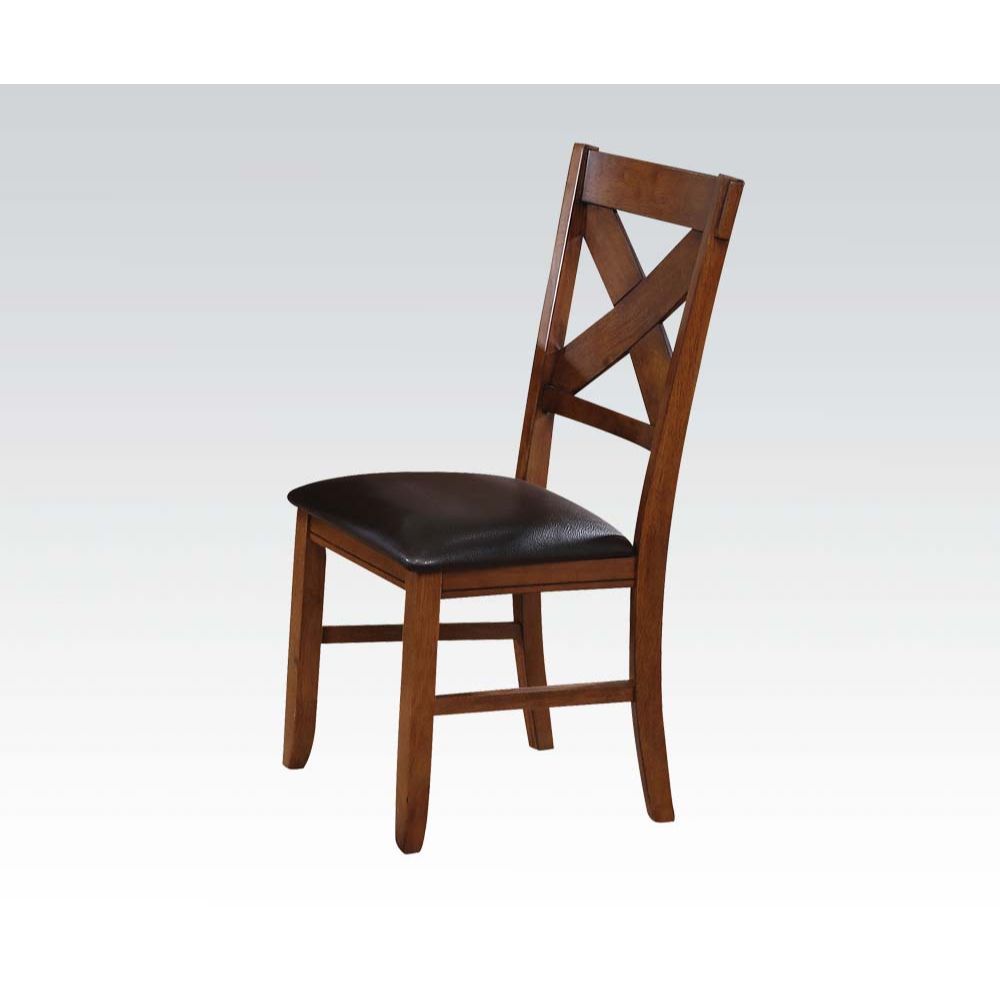 Apollo - Side Chair (Set of 2) - Espresso Synthetic Leather & Walnut, product view with wood construction