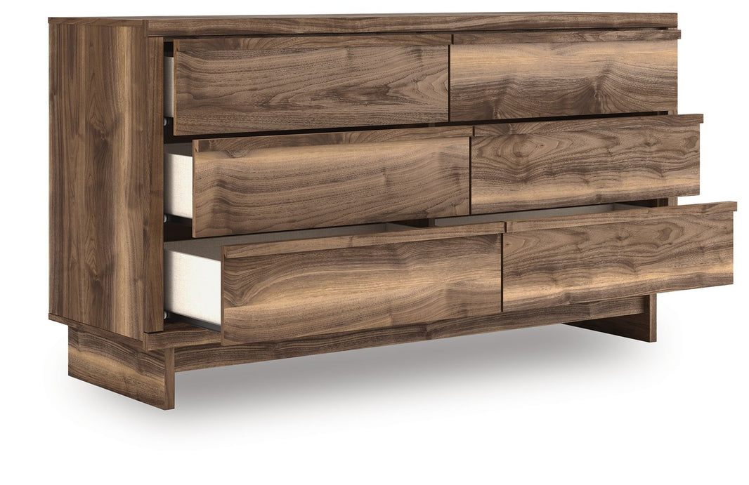 Chirason - Six Drawer Dresser - Brown, alternate view 2 with linen fabric