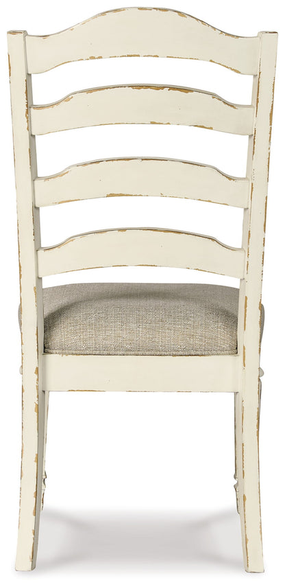 Realyn - Dining UPH Side Chair (Set of 2) - Ladderback - Chipped White, alternate view 2 with polyester fabric
