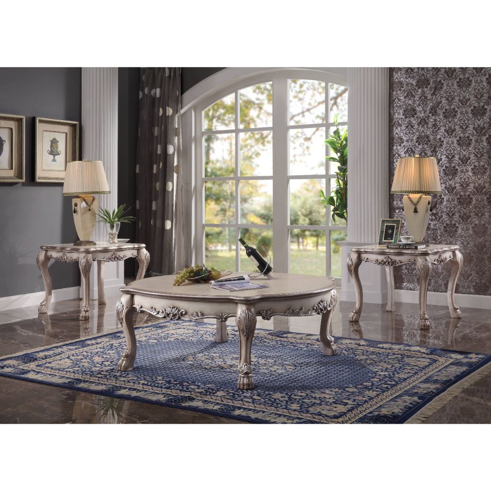 Dresden - Coffee Table - Vintage Bone White, alternate view 2 with wood construction