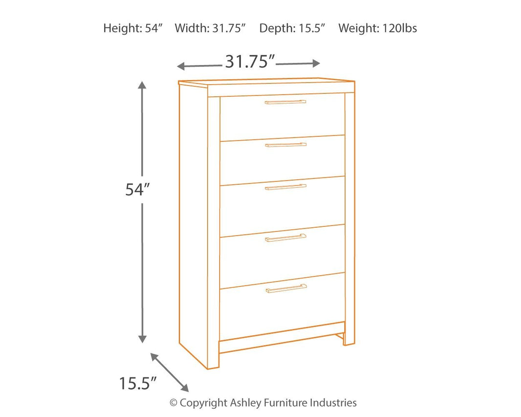 Derekson - Five Drawer Chest - Multi Gray