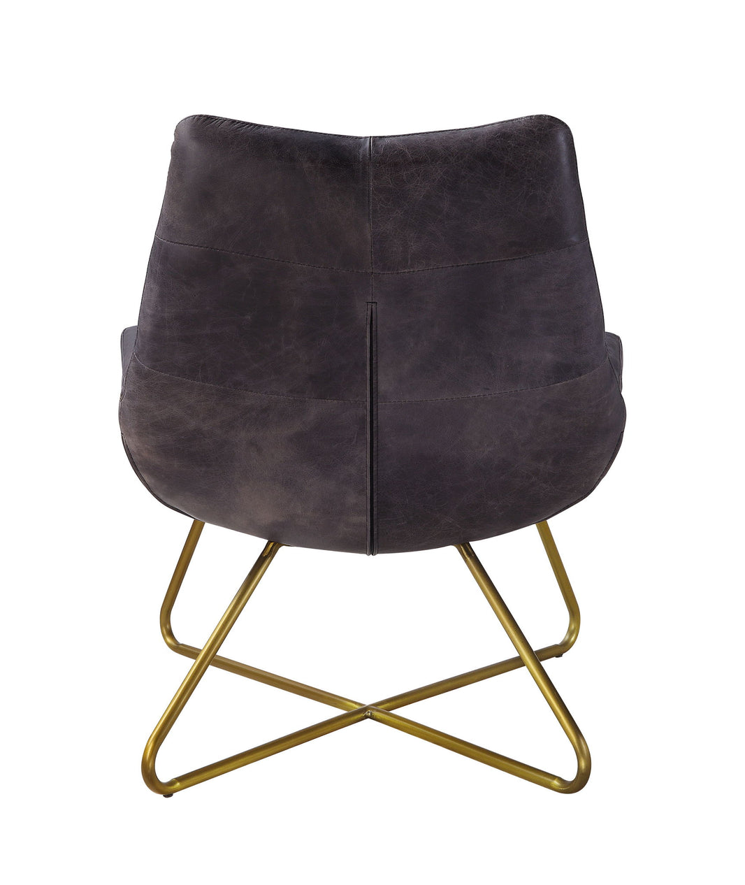 Dhalsim - Accent Chair - Antique Ebony Top Grain Leather, alternate view 2 with metal
